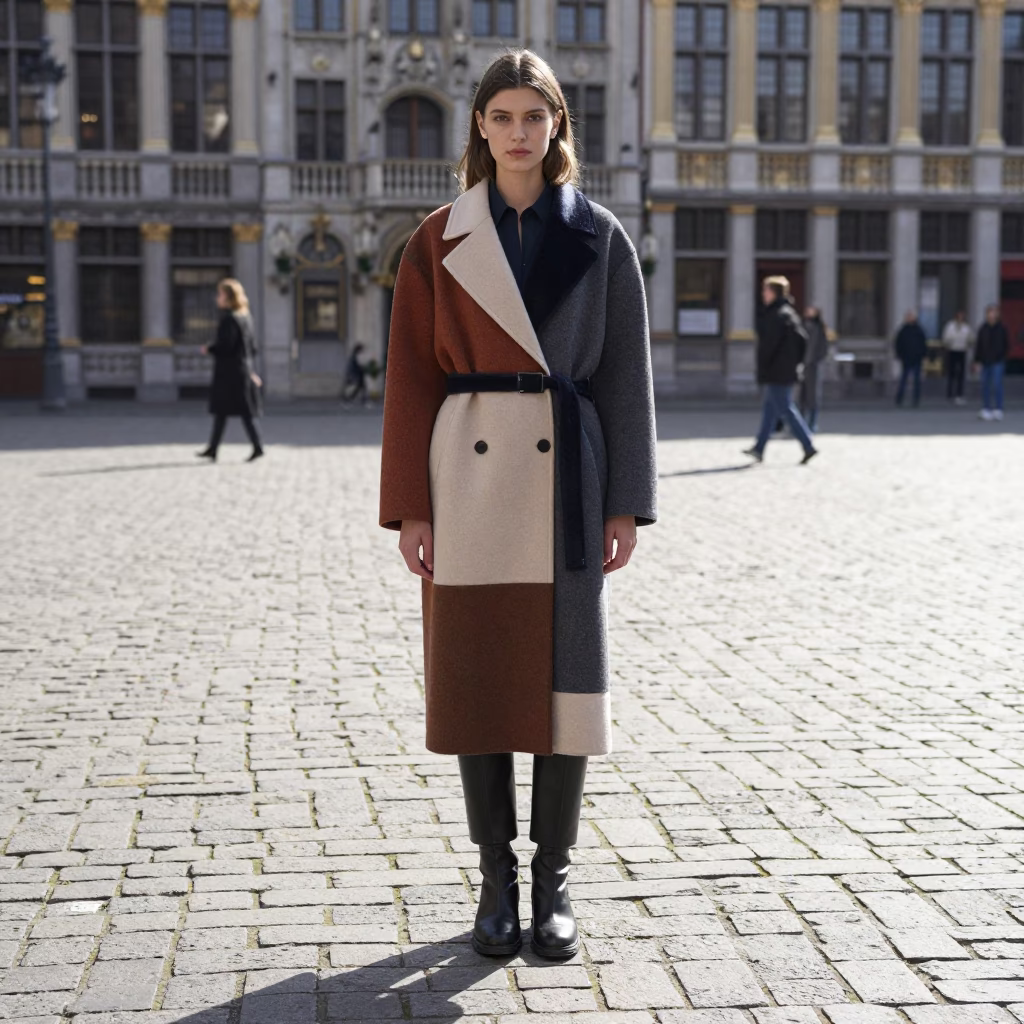 Fashion Model in Brussels at Bright Midmorning Light in in Brussels, Belgium