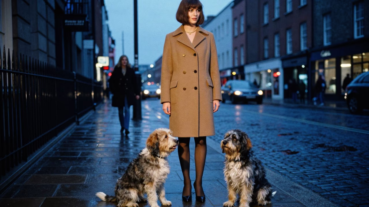 Fashion Model in Dublin at Blue Hour in in Dublin, Ireland