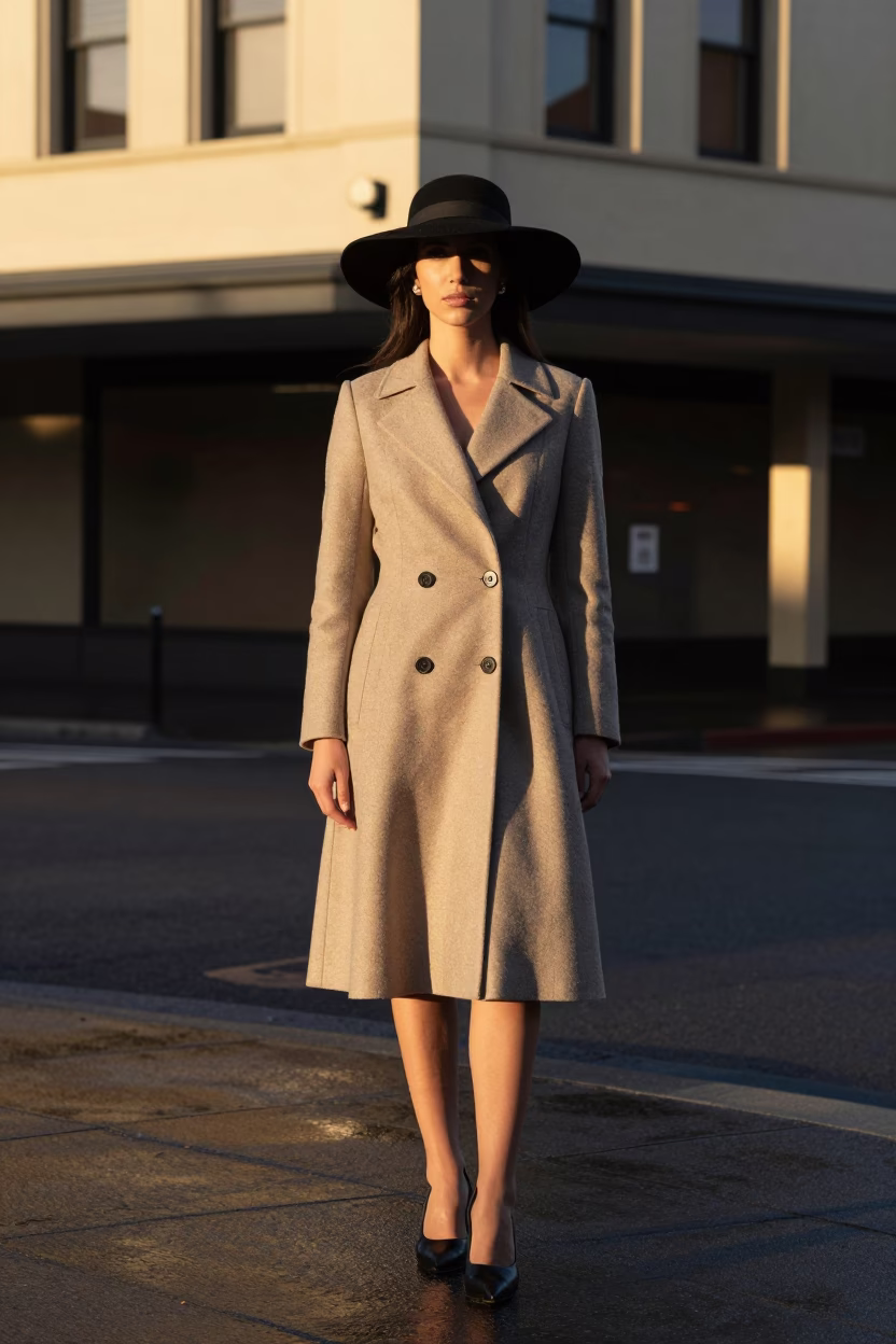Fashion Model in Hobart at The Early Afternoon Light in in Hobart, Tasmania, Australia