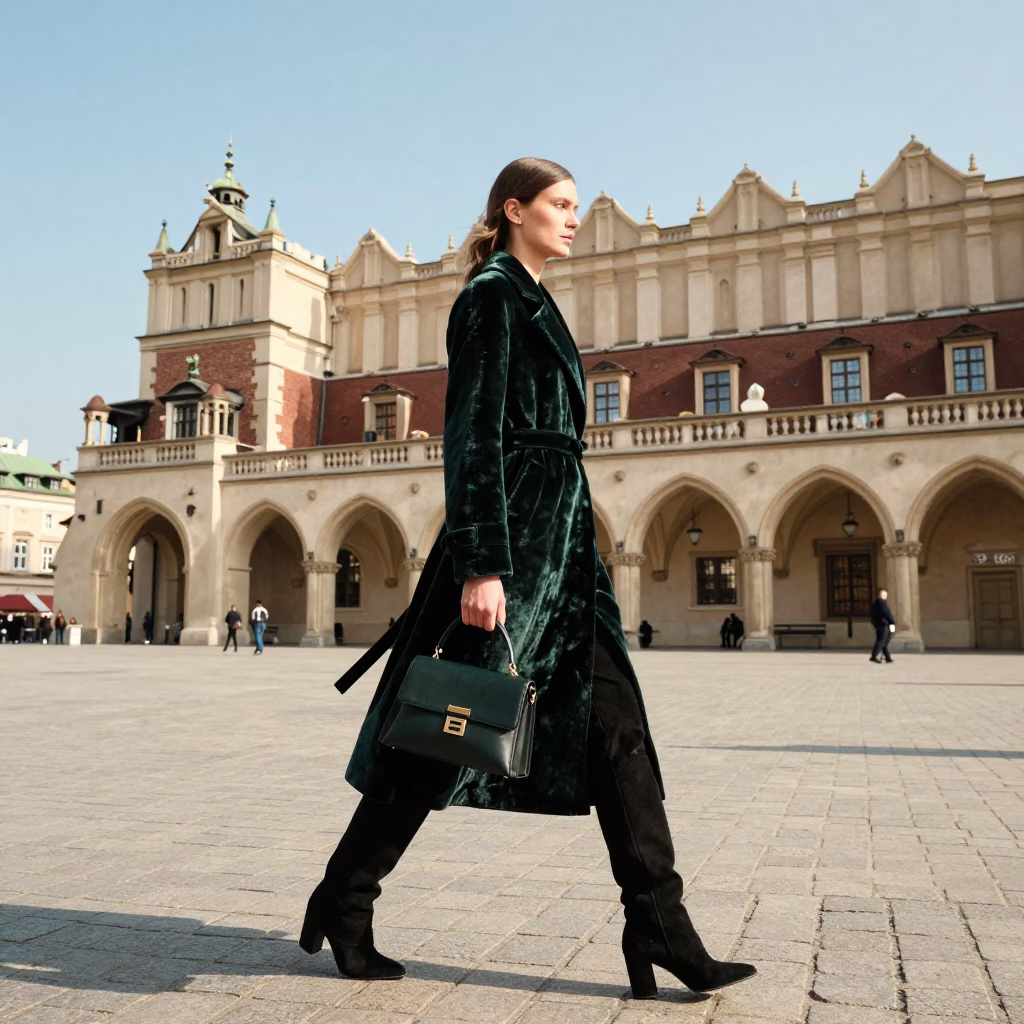 Fashion Model in Krakow at Midday Light in in Krakow, Poland