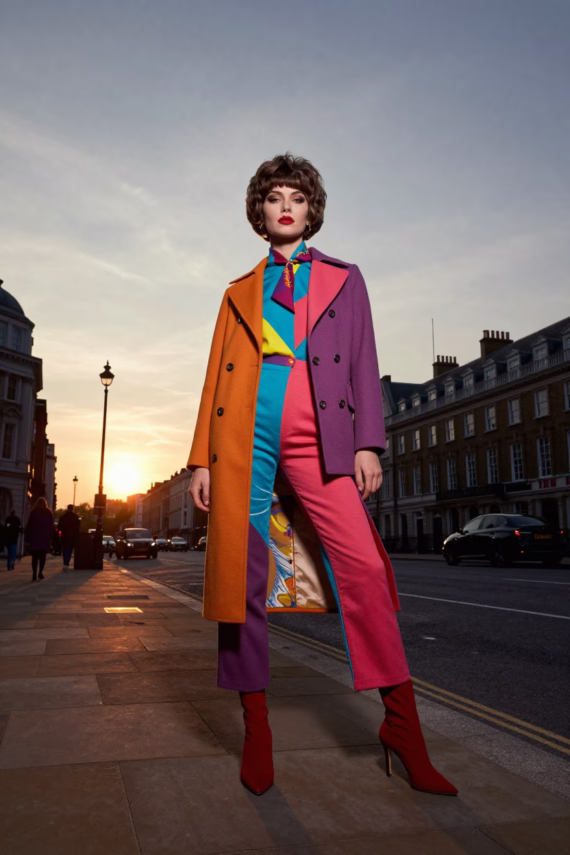 Fashion Model in London at As The Sun Drops Toward The Horizon in in London, United Kingdom