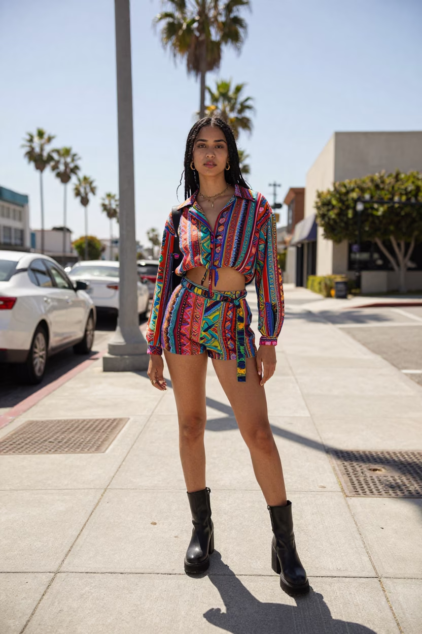 Fashion Model in Los Angeles at The Flat Glare Of Noon Light in in Los Angeles, California, United States
