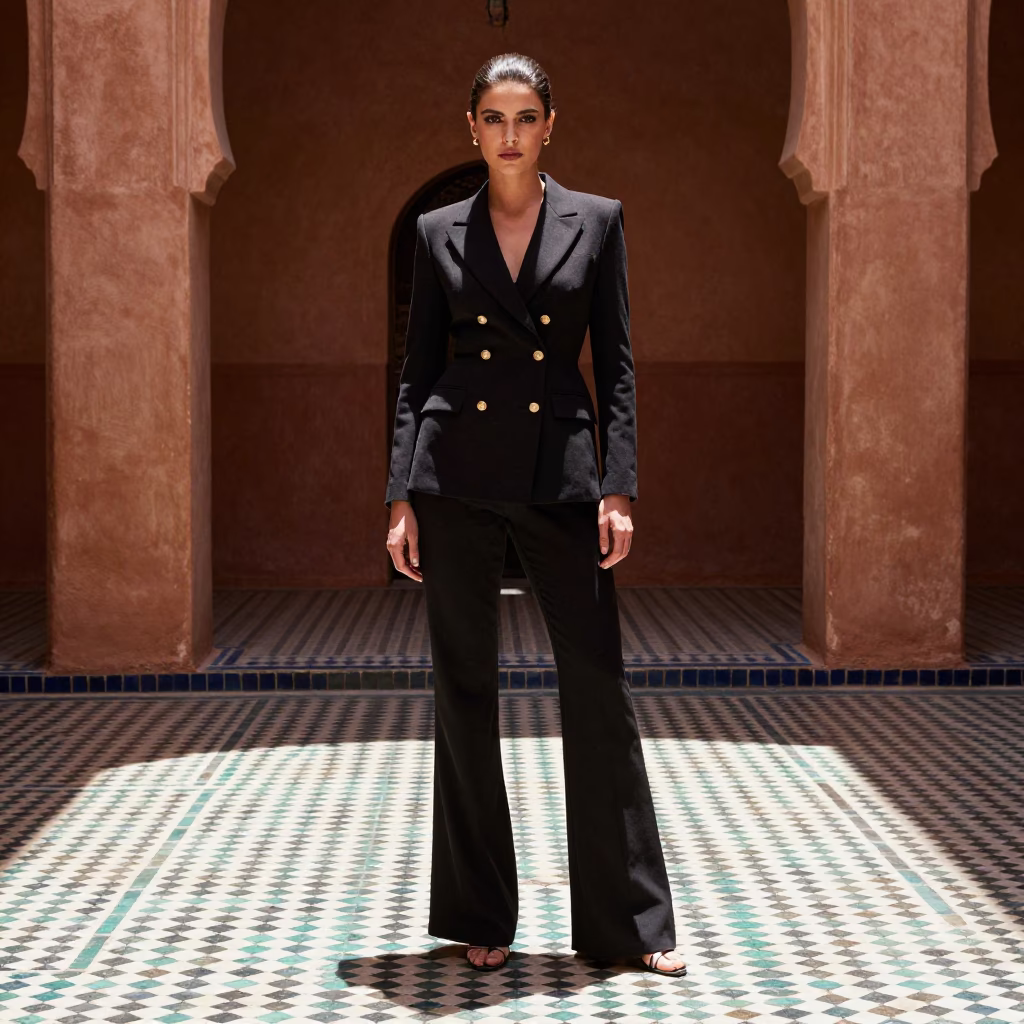 Fashion Model in Marrakech at The Flat Glare Of Noon Light in in Marrakech, Morocco