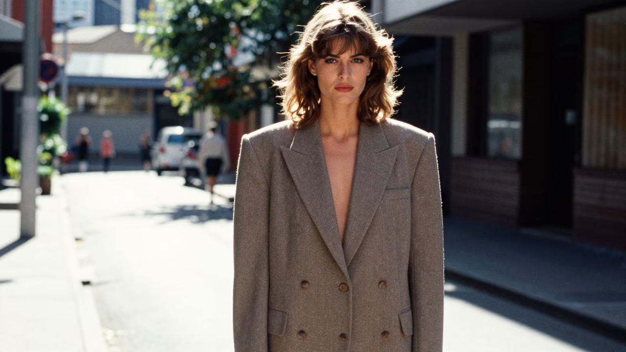 Fashion Model in Melbourne at Bright Midmorning Light in in Melbourne, Victoria, Australia