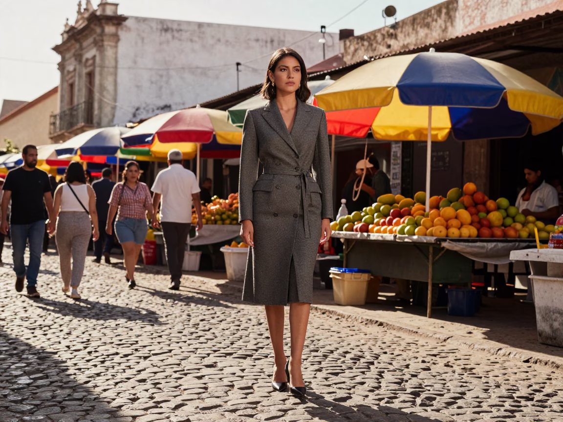Fashion Model in Oaxaca at Clear Late-afternoon Light in in Oaxaca, Mexico