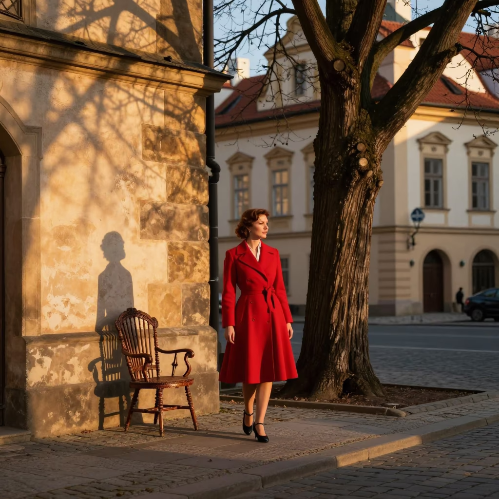 Fashion Model in Prague at Golden Hour in in Prague, Czech Republic