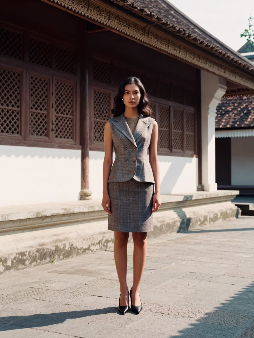 Fashion Model in Yogyakarta at Late Morning Light in in Yogyakarta, Indonesia