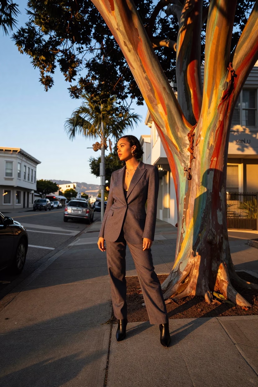 Fashion Moment in San Francisco at Golden Hour in in San Francisco, California, United States