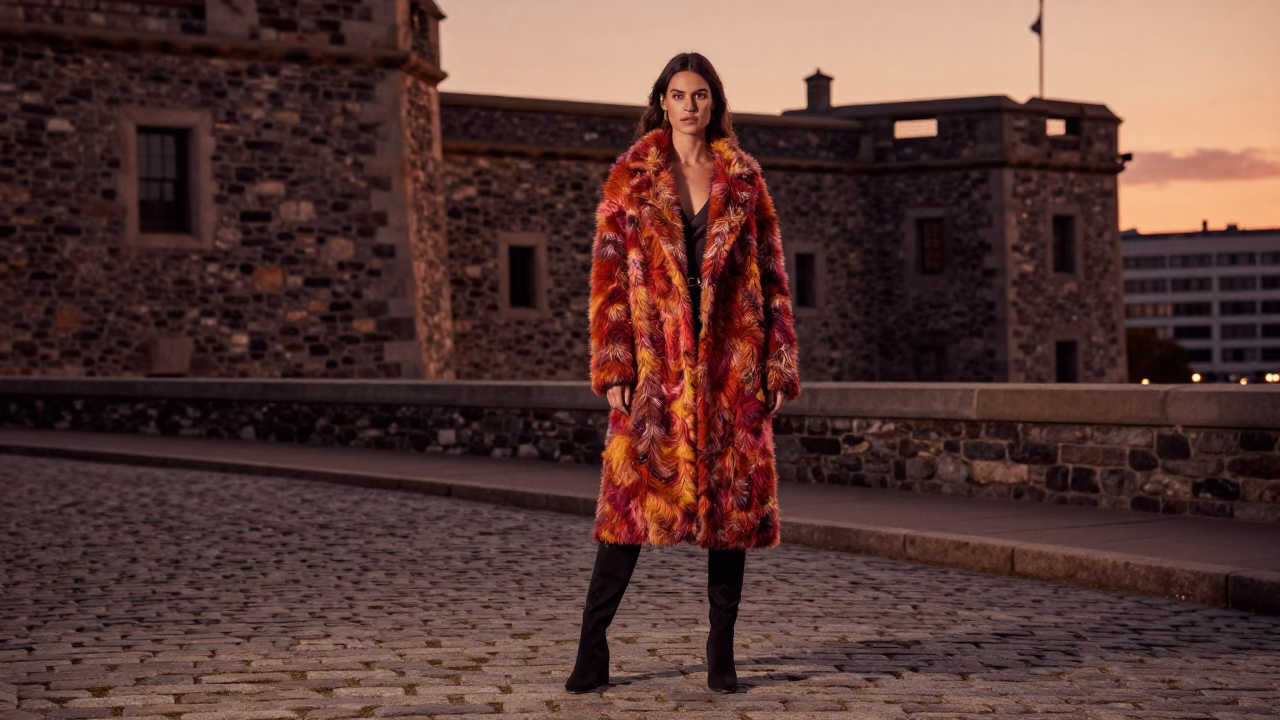 Fashion Portrait at Copper-toned Light Before Dusk in Halifax in in Halifax, Nova Scotia, Canada