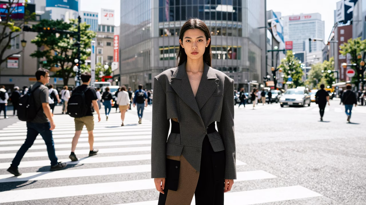 Fashion Portrait at Midday Light in Tokyo in in Tokyo, Japan