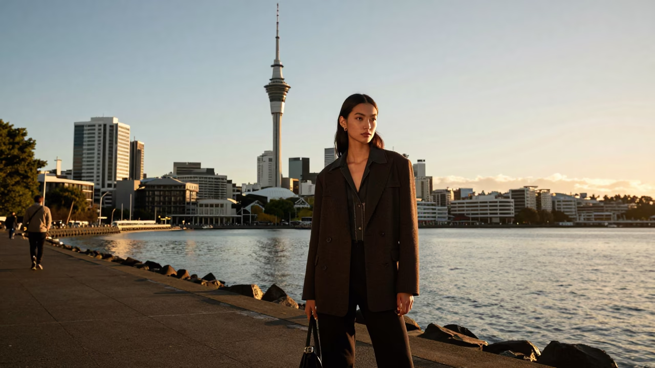 Fashion Portrait in Auckland at Golden Hour in in Auckland, New Zealand