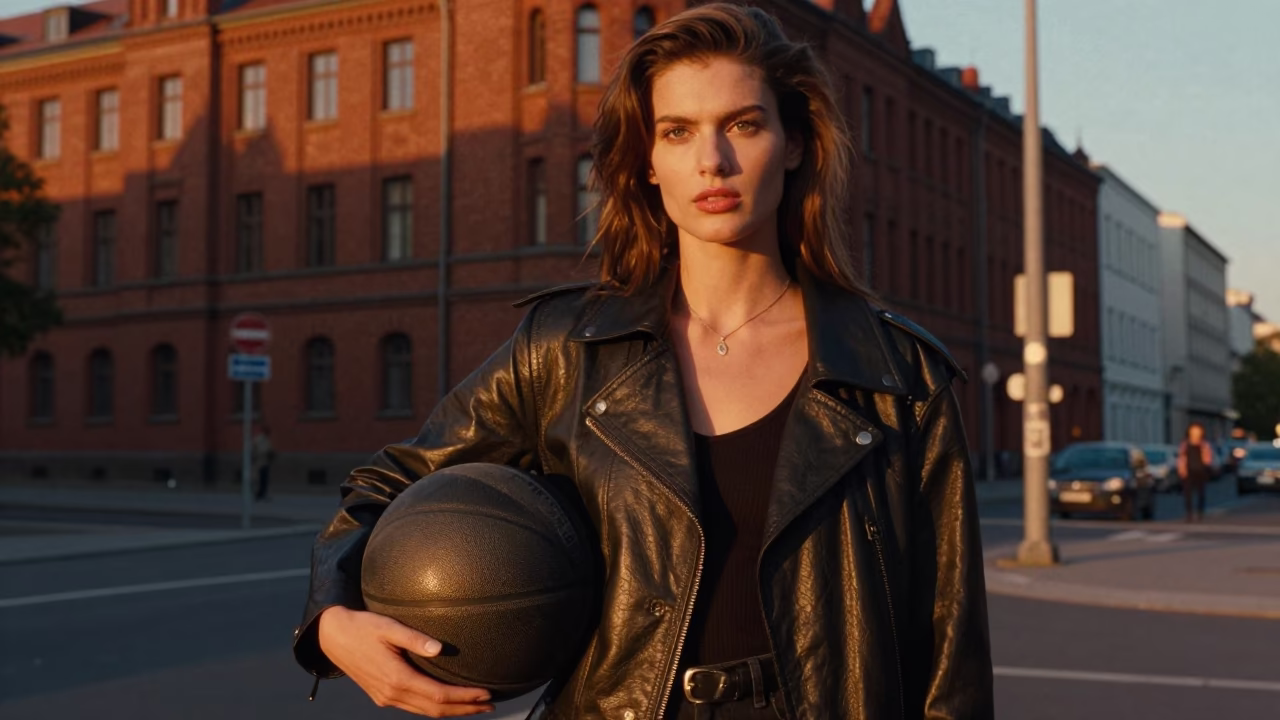 Fashion Portrait in Berlin at Sunset Light in in Berlin, Germany