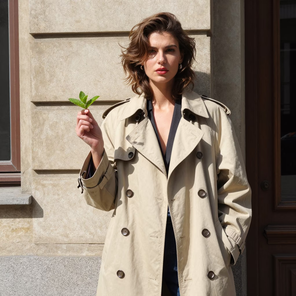 Fashion Portrait in Budapest at Bright Midmorning Light in in Budapest, Hungary