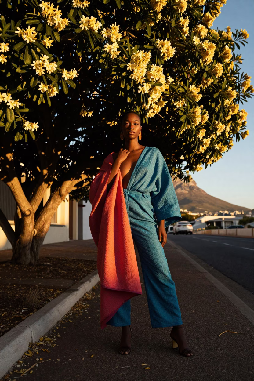 Fashion Portrait in Cape Town at Honeyed Evening Light in in Cape Town, South Africa