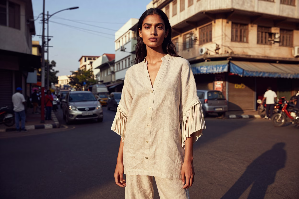 Fashion Portrait in Chennai at The Late Afternoon Light in in Chennai, India