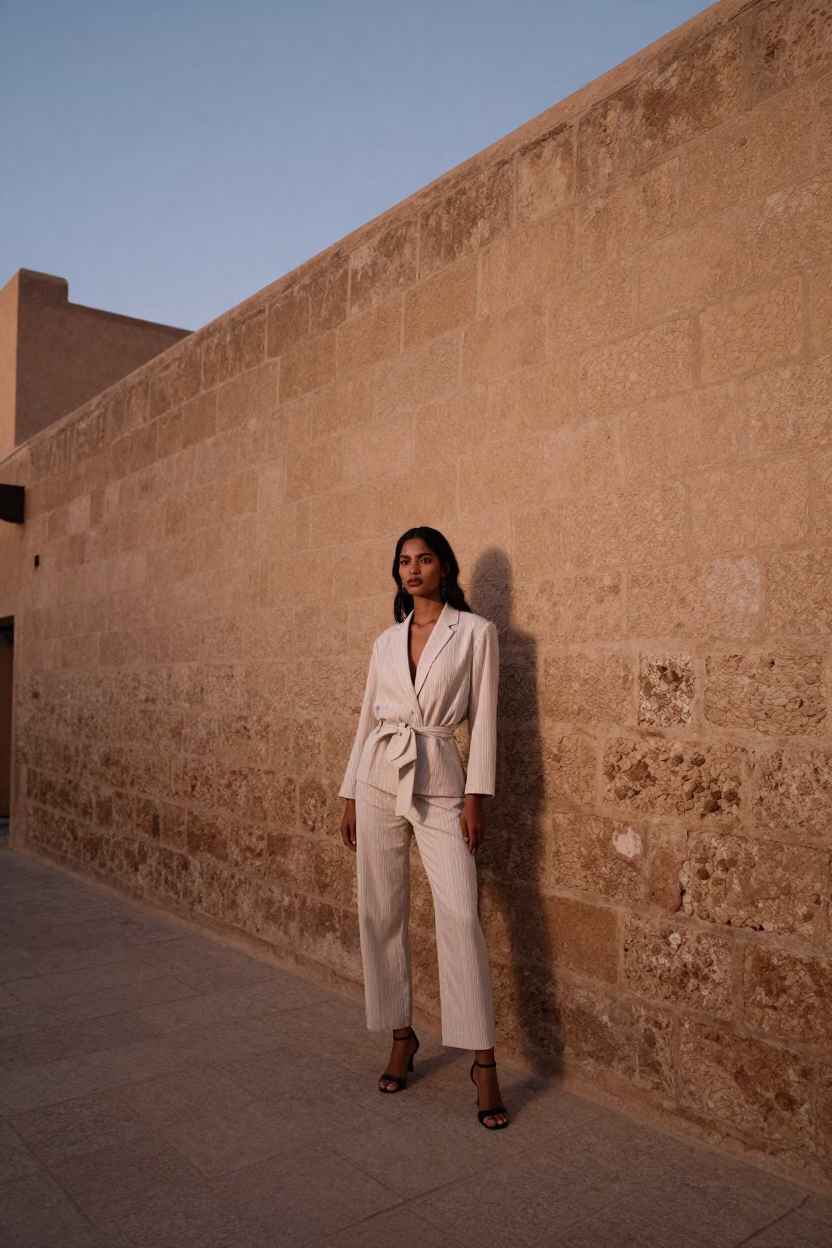 Fashion Portrait in Essaouira at The Early Evening Light in in Essaouira, Morocco