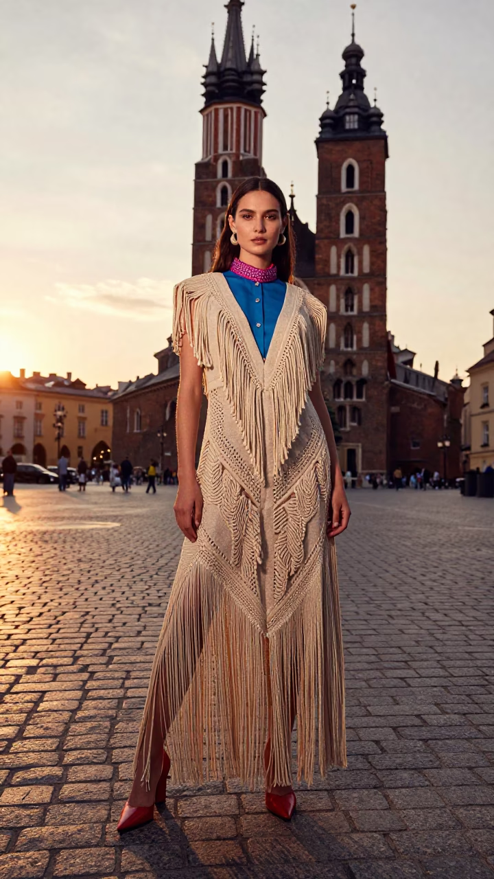 Fashion Portrait in Krakow at Golden Hour in in Krakow, Poland