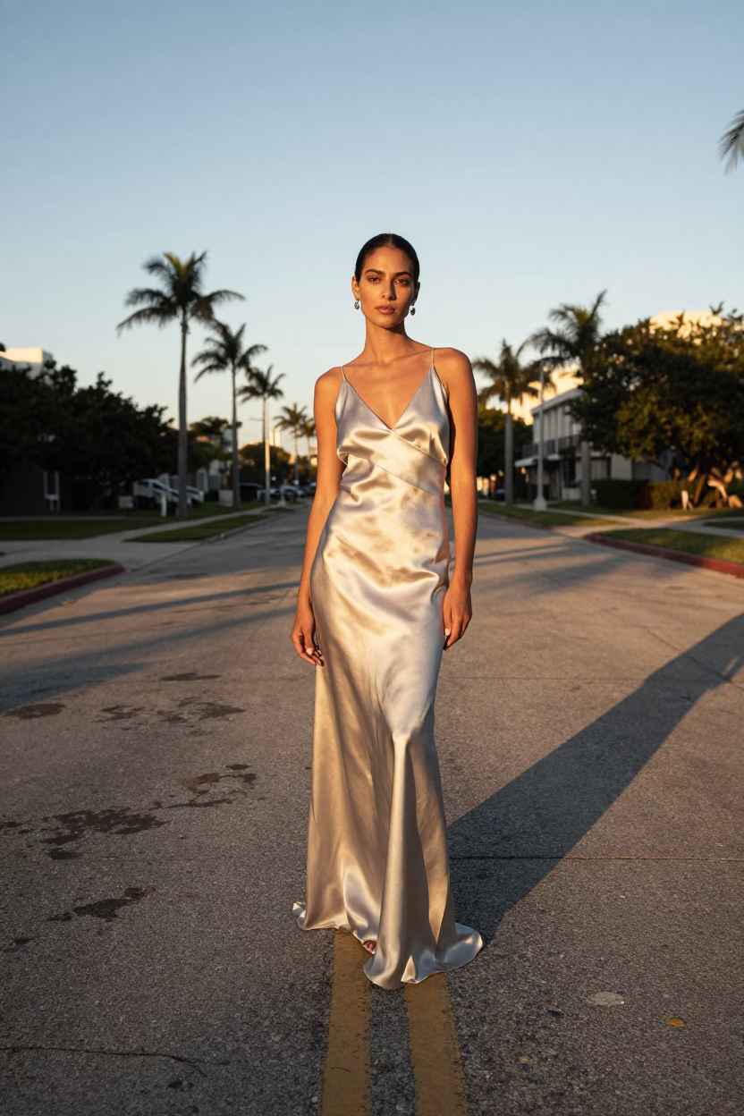 Fashion Portrait in Miami at As First Light Reaches The Scene in in Miami, Florida, United States