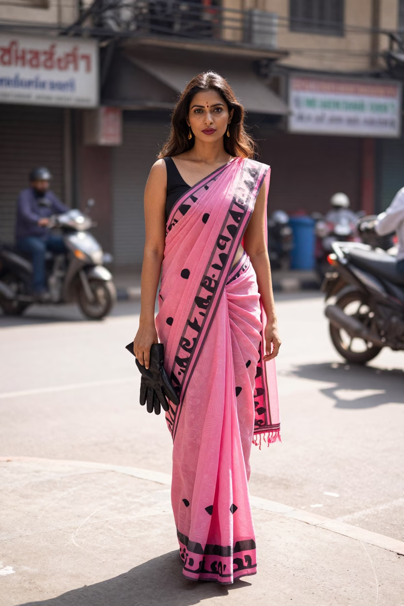 Fashion Portrait in Mumbai at Bright Midmorning Light in in Mumbai, India