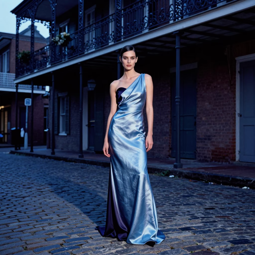 Fashion Portrait in New Orleans at The Last Blue Light Of Evening in in New Orleans, Louisiana, United States