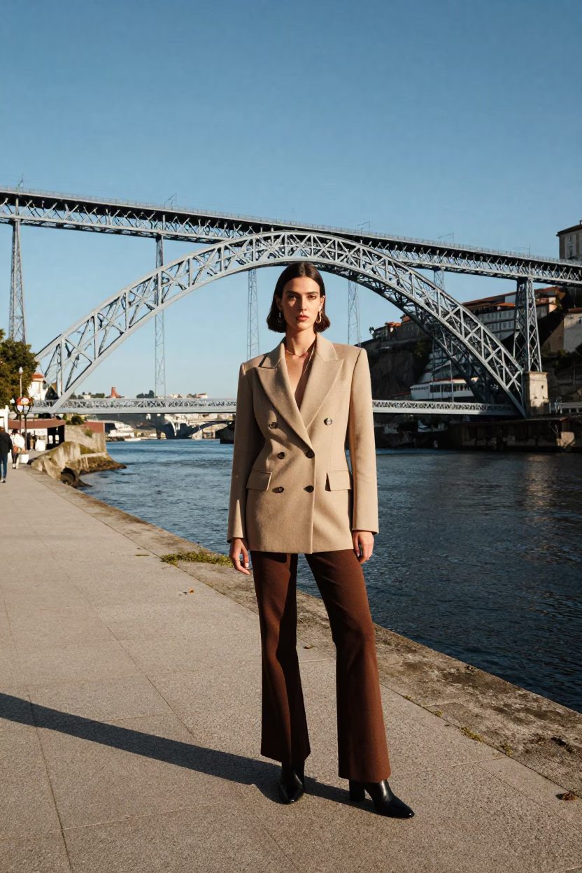 Fashion Portrait in Porto at Clear Late-afternoon Light in in Porto, Portugal