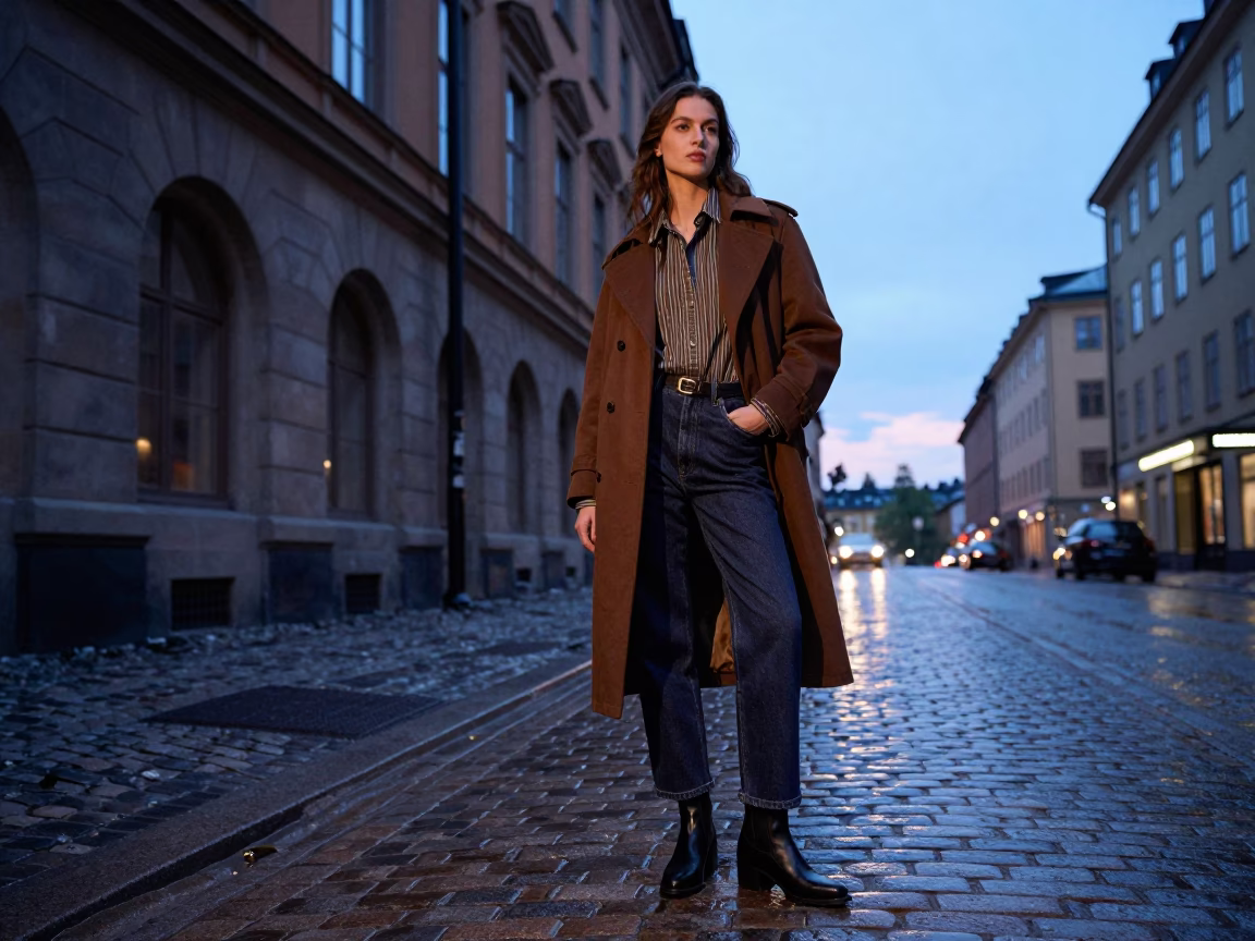 Fashion Portrait in Stockholm at Blue Hour in in Stockholm, Sweden