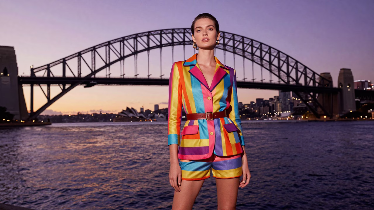 Fashion Portrait in Sydney at Sunset Light in in Sydney, New South Wales, Australia