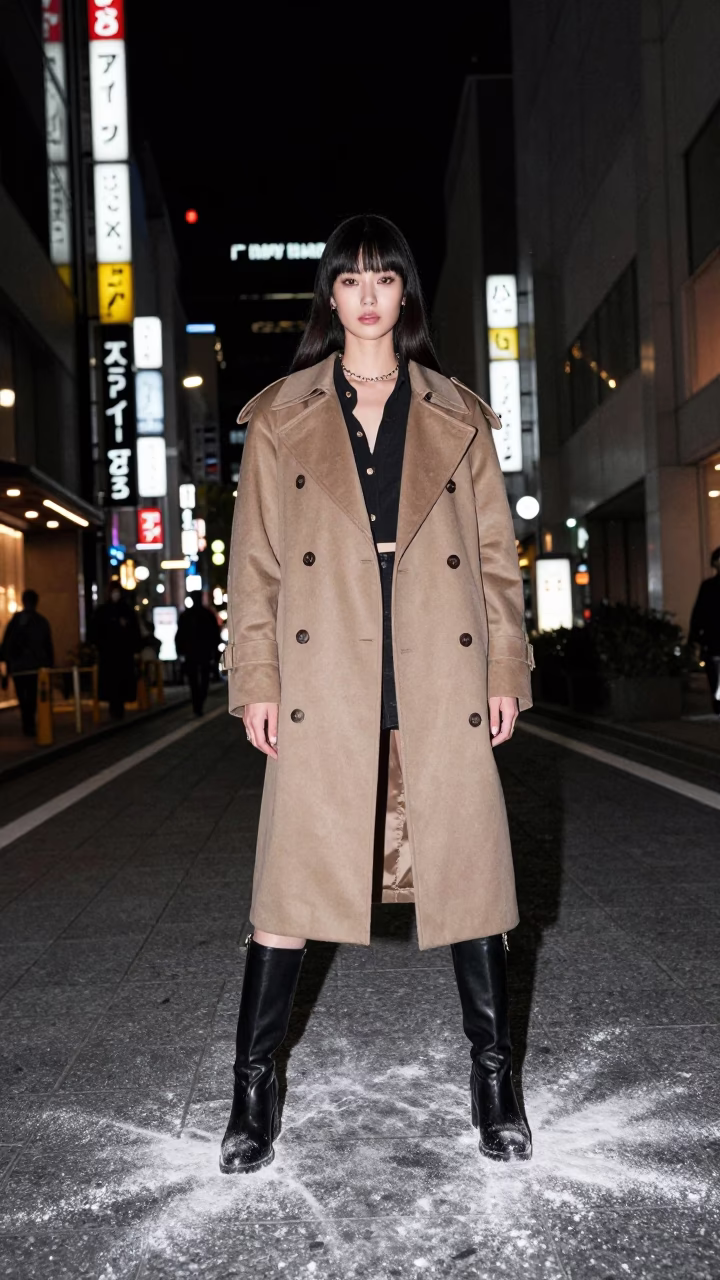 Fashion Portrait in Tokyo at Late At Night Light in in Tokyo, Japan
