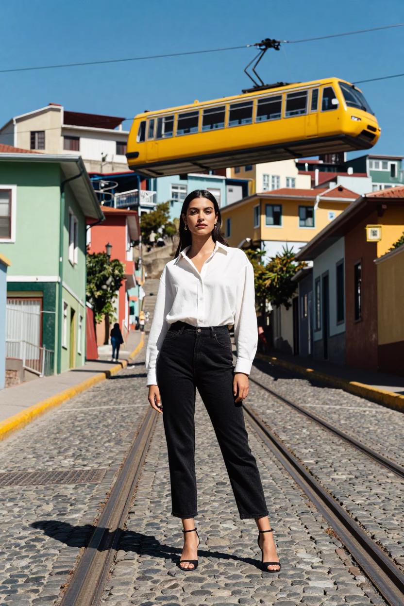 Fashion Portrait in Valparaiso at Midday Light in in Valparaiso, Chile