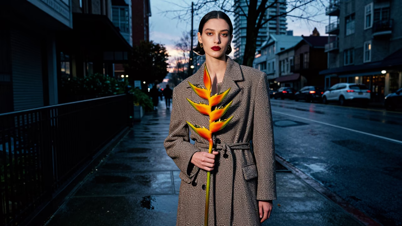 Fashion Portrait in Vancouver at The Early Evening Light in in Vancouver, British Columbia, Canada
