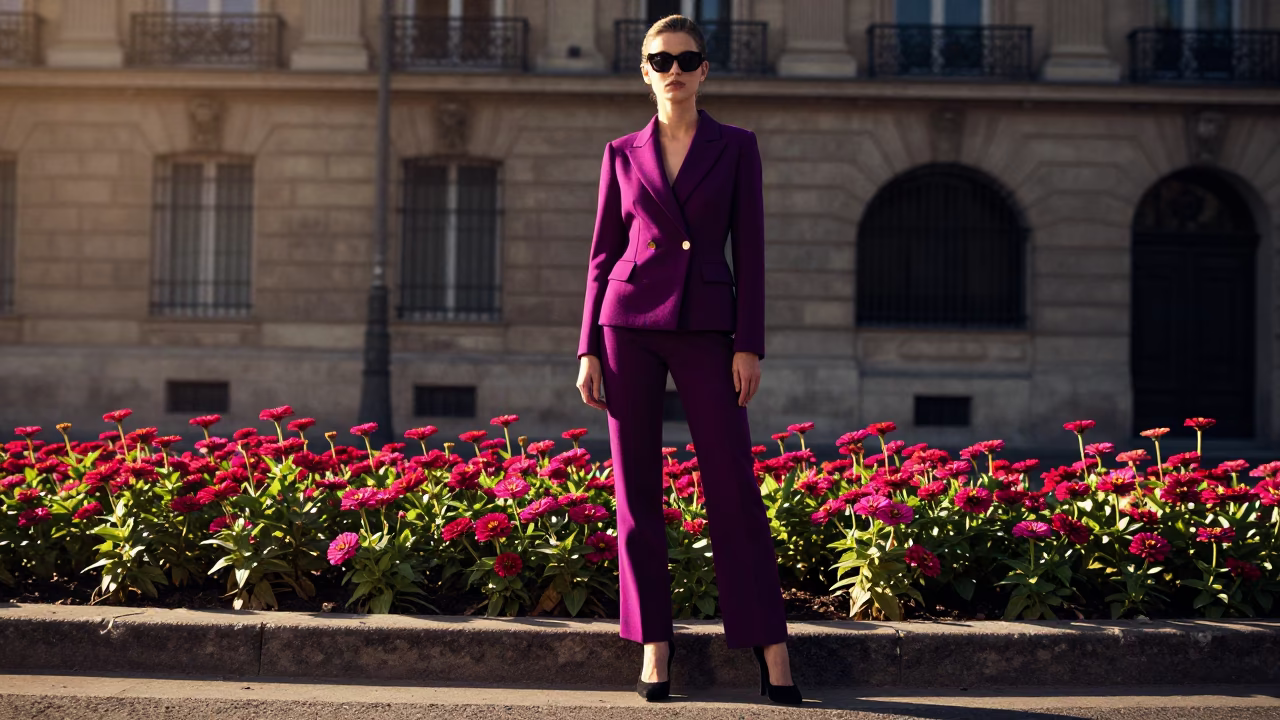 Fashion Portrait just after sunrise in Paris in in Paris, France