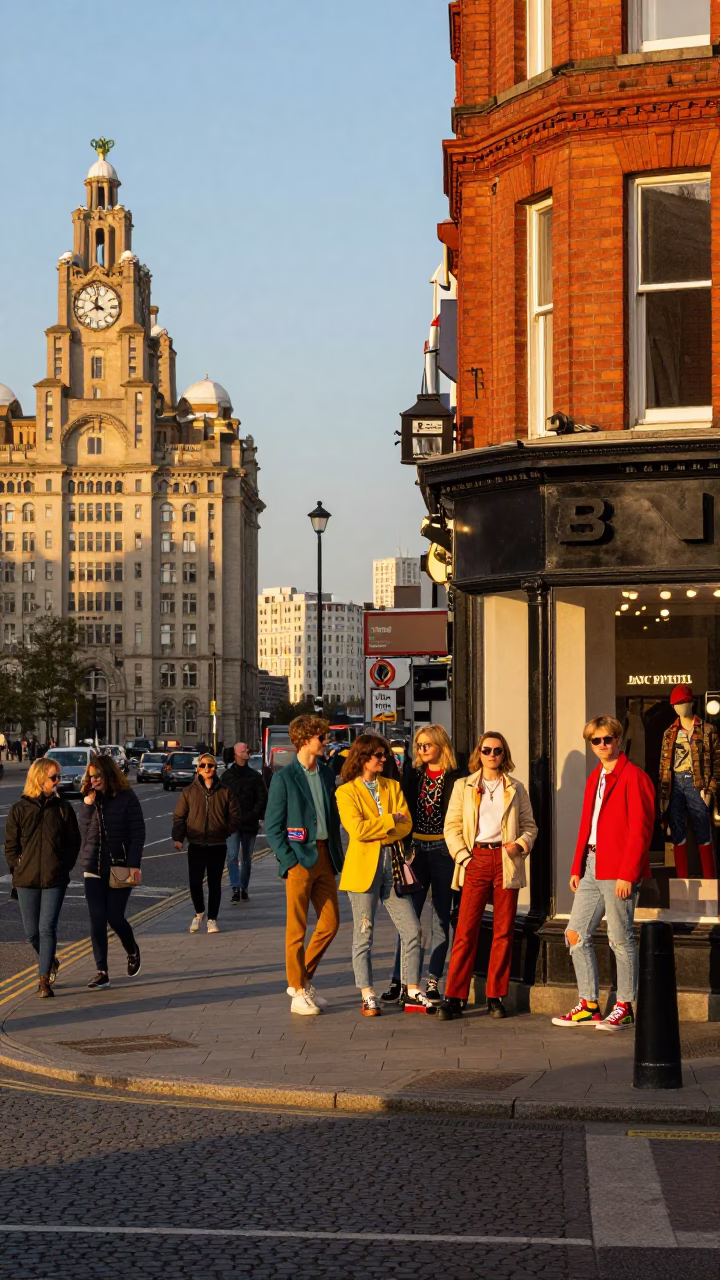 Fashion Scene in Liverpool at Golden Hour in in Liverpool, United Kingdom