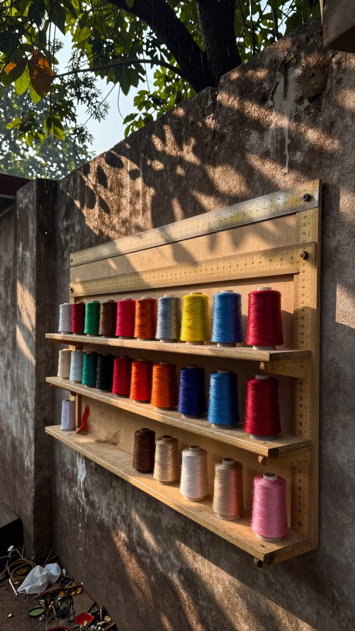 Fashion Thread Cones Rulers Harbor Wall Patiala in against a wind-beaten harbor wall in Patiala