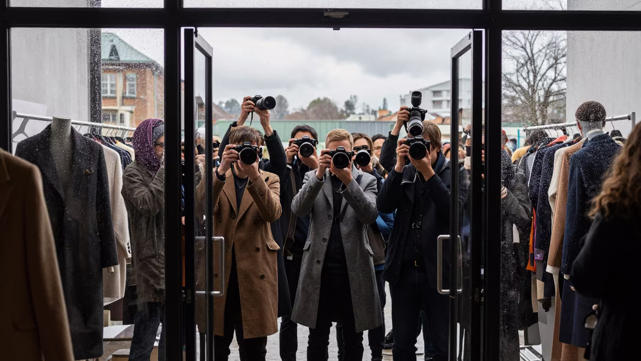 Fashion Week Photographers at Moshi Atelier Doorway in inside a couture atelier in Moshi