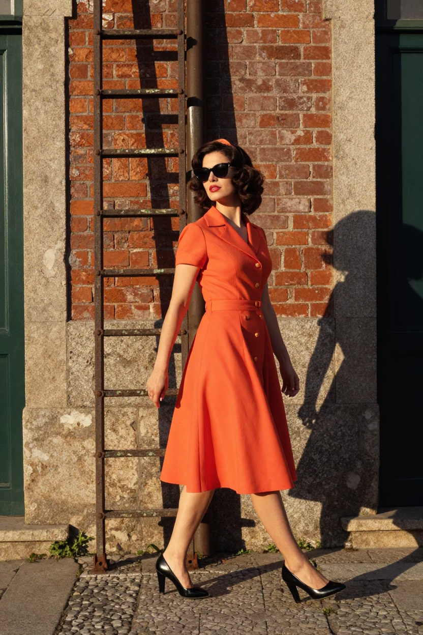 Fashion Woman in Porto at The Early Afternoon Light in in Porto, Portugal