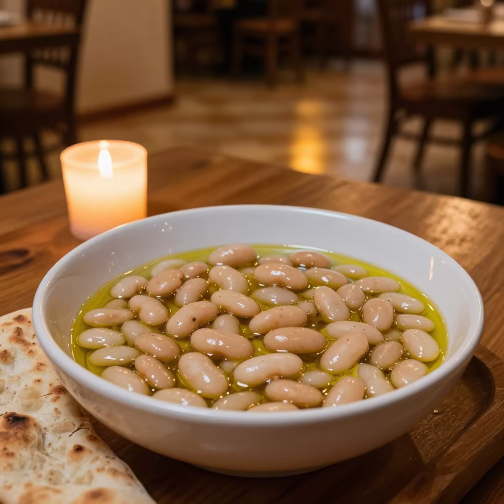 Fasolia Bean Stew and Bread in Erzurum in on a restaurant table in Erzurum