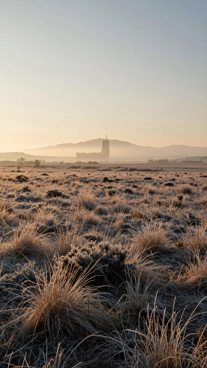 Fata Morgana Mirage Distant Ship Provence Dawn in across a storm-bright plain in Provence