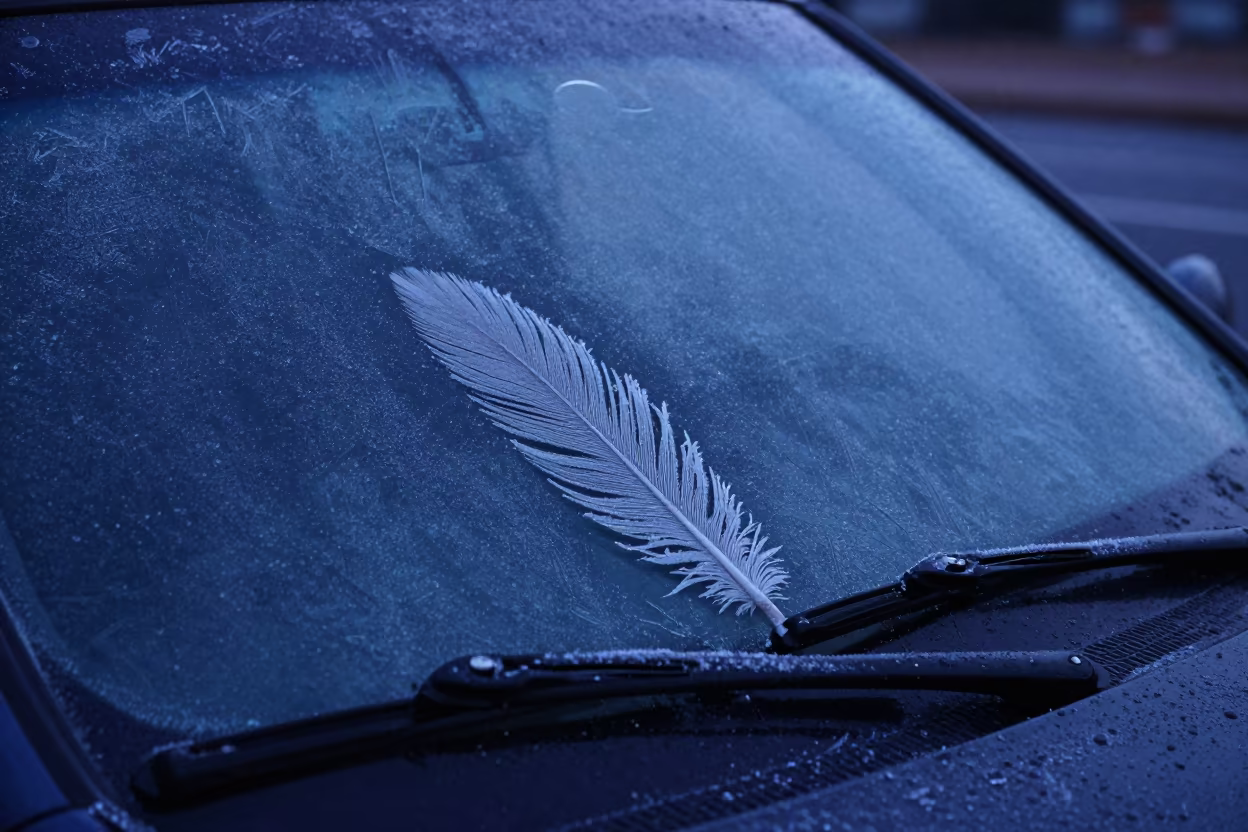 Feather Frost Patterns on Mali Windshield Twilight in in Mali