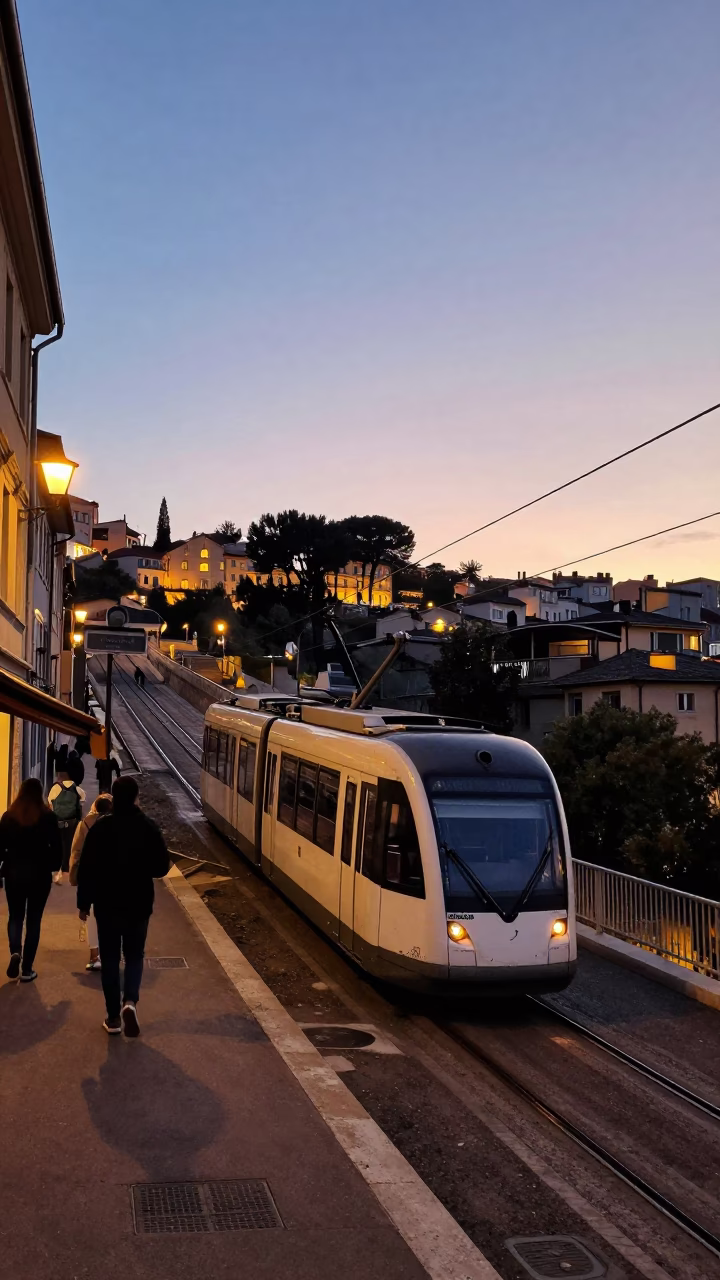 Featuring The Funicular Climbing The Steep Hill Of Fourvière in Lyon in in Lyon, France