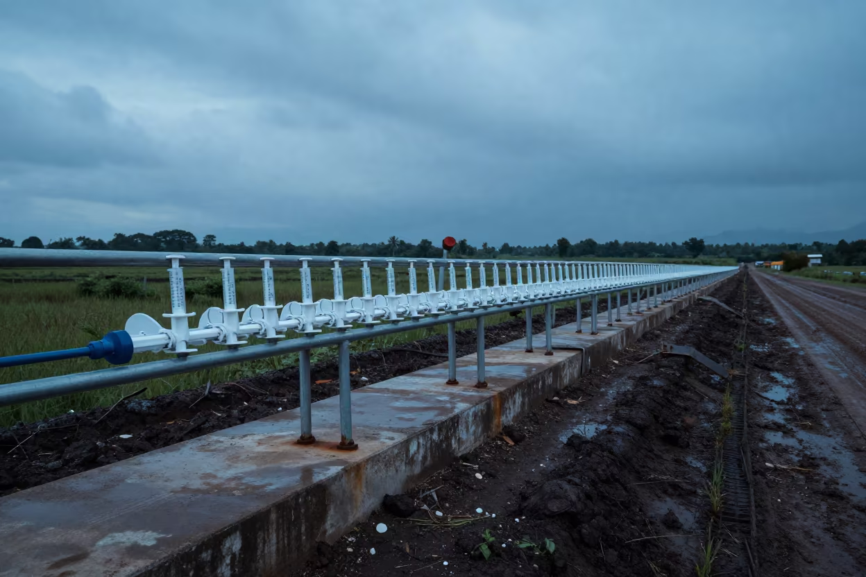 Feedlot Magnet Strip Twilight Meghalaya in along a feedlot lane in Meghalaya