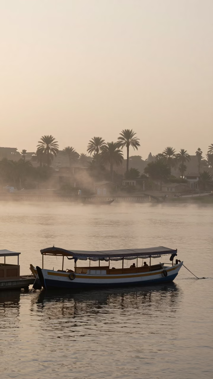 Felucca Docked in Luxor in in Luxor, Egypt