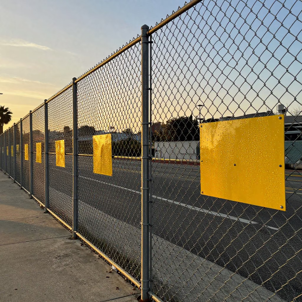 Fence Beaded in Los Angeles at Honeyed Evening Light in in Los Angeles, California, United States
