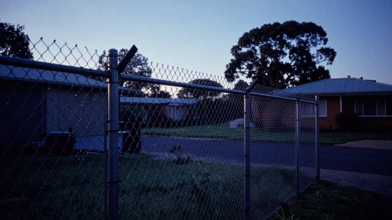Fence Beaded in Perth at The Still Hours Before Dawn Light in in Perth, Western Australia, Australia