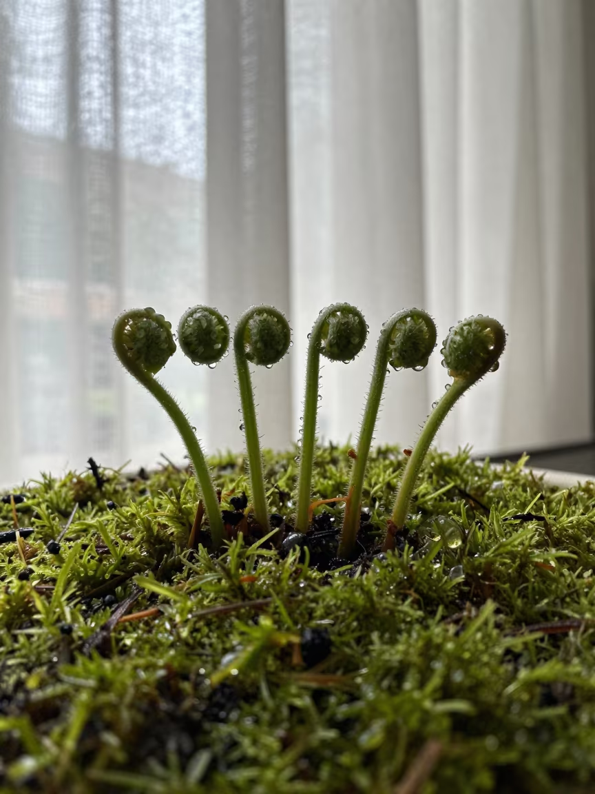 Fern Spores Under Curled Frond Monsoon Jaipur in on dew-soaked moss in Jaipur