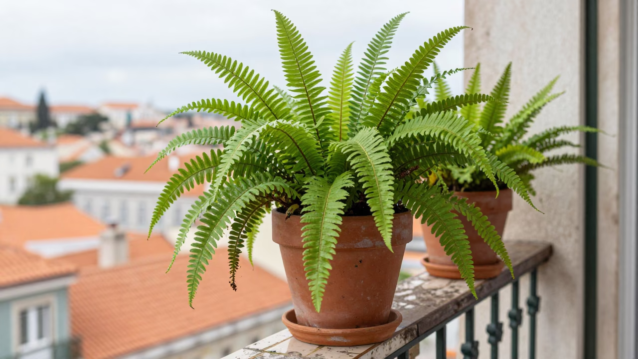 Ferns at Midday Light in in Lisbon, Portugal
