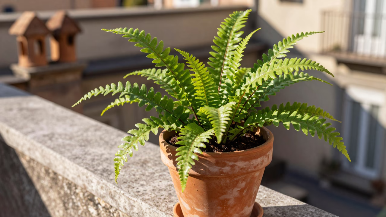 Ferns at Noon Light in Naples in in Naples, Italy