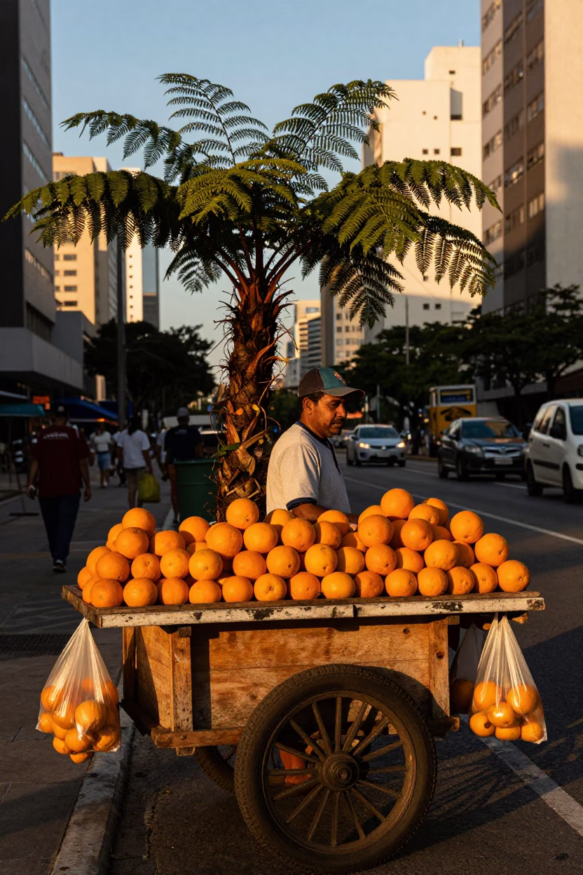 Ferns in São Paulo at Sunset Light in in São Paulo, Brazil