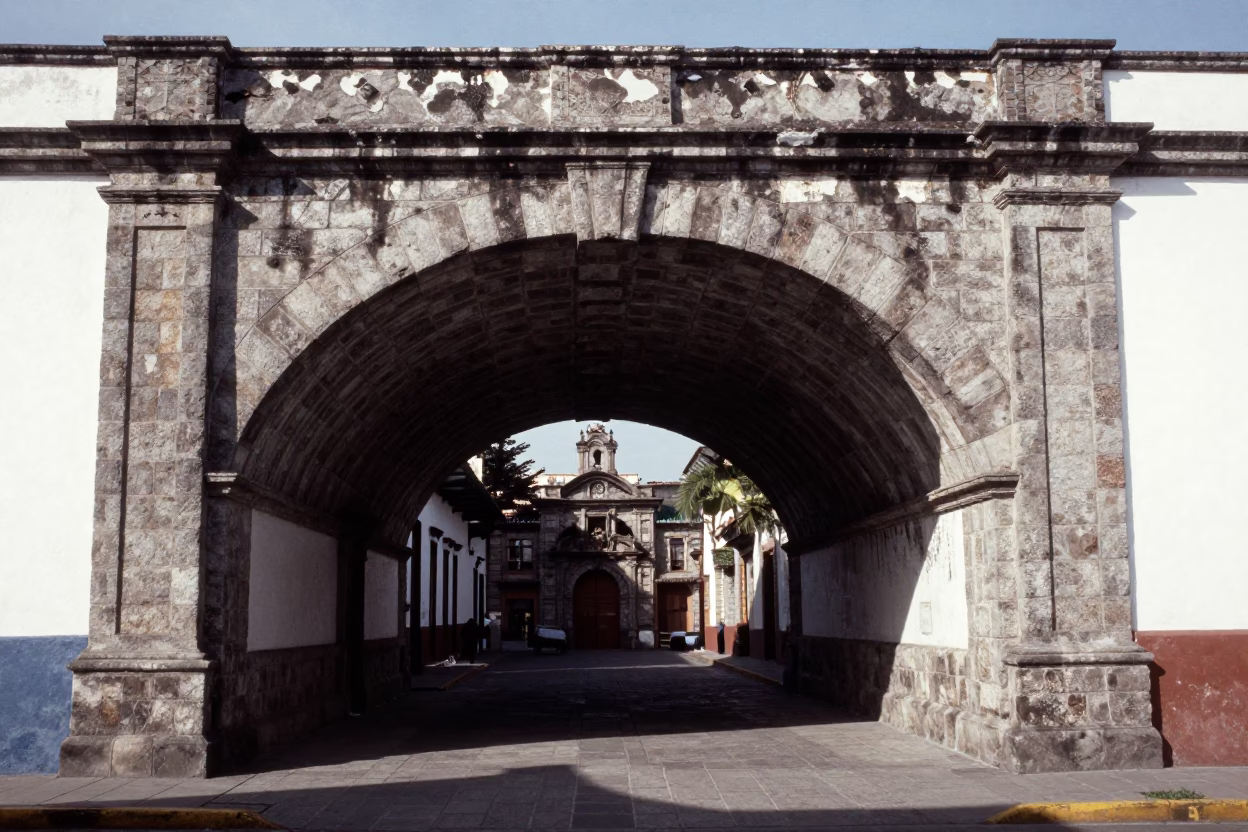 Ferny Undercroft in Quito at The Flat Glare Of Noon Light in in Quito, Ecuador