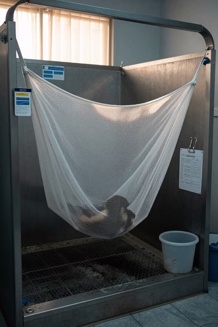 Ferret Hamock Bag at Edfu Dog Wash Station in at a self-serve dog wash station in Edfu