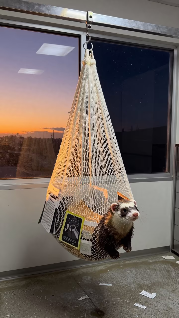 Ferret Hammock in Sunset Dog Wash Window in at a self-serve dog wash station in Gabiadji